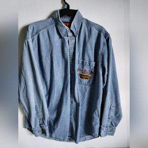 Brickyard 400 denim button down shirt Medium
